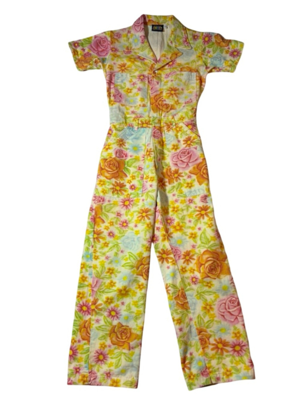 Big Bud Press Floral Wallpaper Jumpsuit Short Sleeve Cotton USA Small